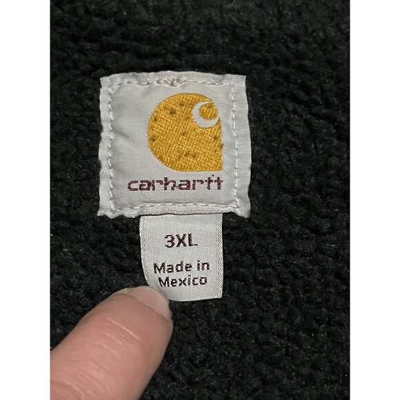 VTG Carhartt Canvas Sherpa Lined Full Zip Vest Moss Black Men’s 3XL Distressed - Picture 4 of 12
